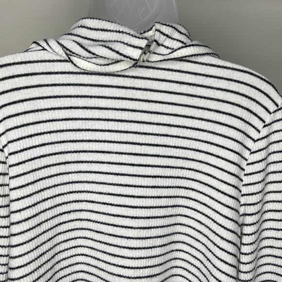 HUMMINGBIRD White & Black Stripe Drape Front Cardigan Women’s - Picture 6 of 9